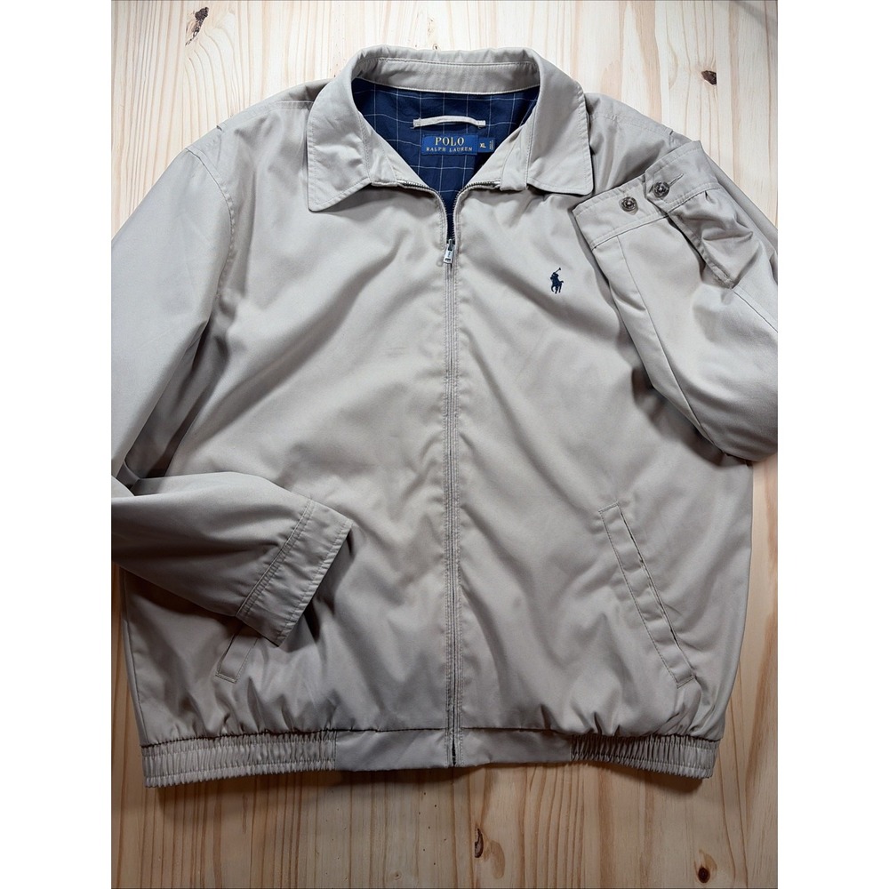 Polo Ralph Lauren Mens Bi-Swing Windbreaker Jacket tan khaki Harrington Sz XL - Picture 2 of 8
